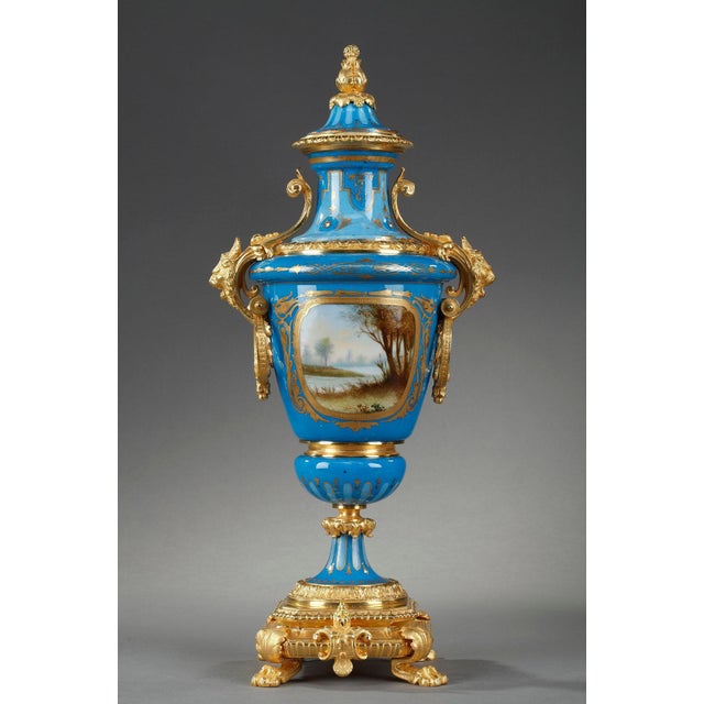 Covered Vases in Polychrome Porcelain in the Style of Sèvres, Set of 2 For Sale - Image 5 of 18