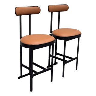 Michael Oren Porter Place Style Swivel Counter Stools, Pair For Sale