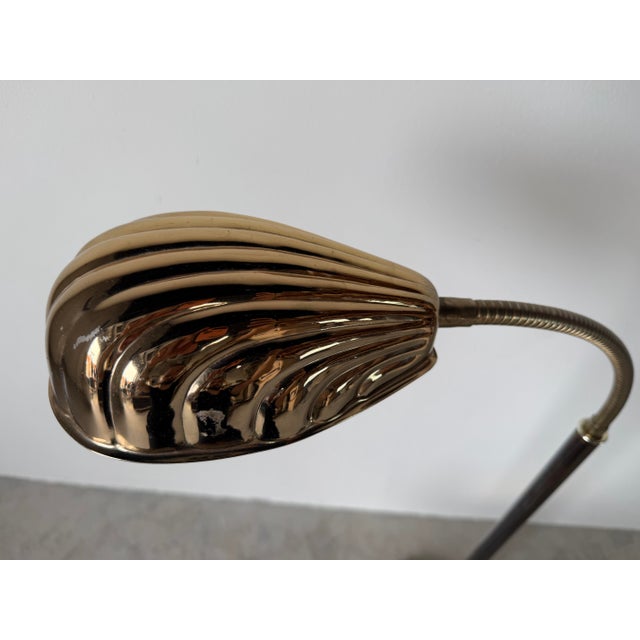 1980s Vintage Hollywood Regency Brass Shell Shade Floor Lamp For Sale - Image 5 of 12