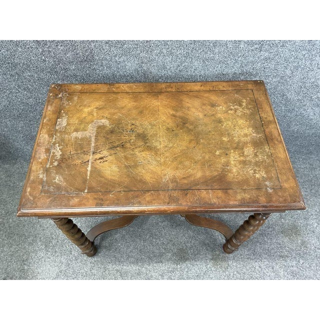 Early 20th Century Antique English Barley Twist Side Table, Solid Oak Jacobean Revival Accent Table For Sale - Image 5 of 6