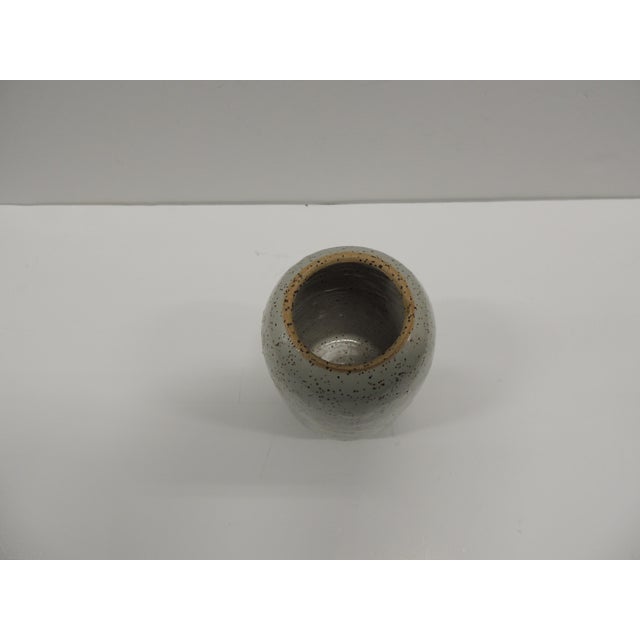MCM Gray & Brown Speckles Round Decorative Vase/Vessel. Size: 4"D x 6.5"H