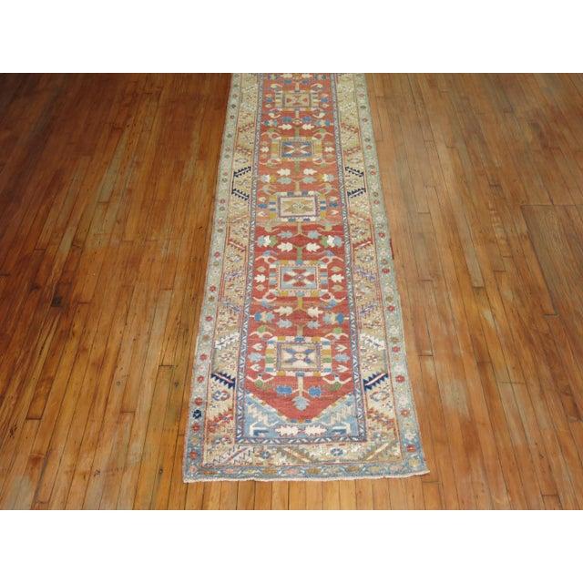 Textile Long Antique Persian Heriz Runner For Sale - Image 7 of 18