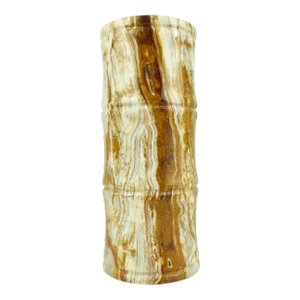 Late 20th Century Modern Cylinder Bamboo Design Carved Solid Onyx Stone Vase