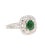 This ring has an Oval Cut Tsavorite which weighs 0.99 carats and is surrounded by a double halo of 81 Round Cut Diamonds...