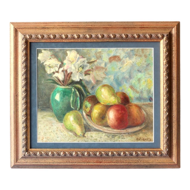 Midcentury French Still Life With Fruit For Sale - Image 4 of 4