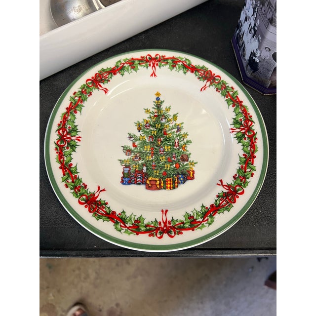 Green Vintage Christopher Radko Traditions Holiday Celebrations Salad Plates -Set of 4 For Sale - Image 8 of 8