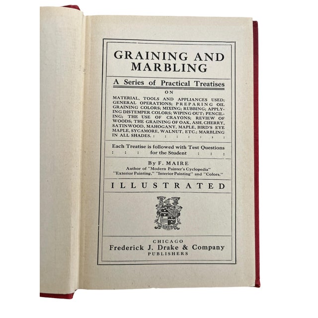American 1927 “Practical Graining & Marbling” Decorative Red Cloth Hardcover Book Original Owner Inscription For Sale - Image 3 of 8