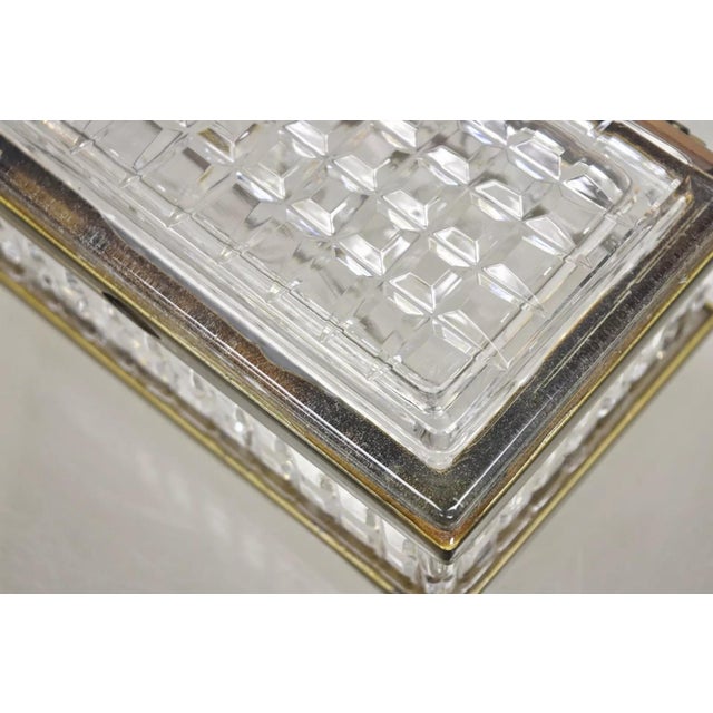 Metal Early 20th Century Antique French Crystal Lead Glass Bronze Mounted Vanity Jewelry Box Casket For Sale - Image 7 of 12