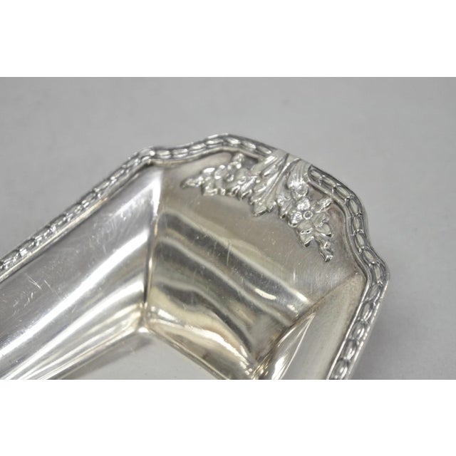 Victorian Vintage Poole 8093 Victorian Silver Plated Narrow "Boat Form" Trinket Dish For Sale - Image 3 of 12