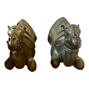Cast Bronze Recumbent Camels- a Pair