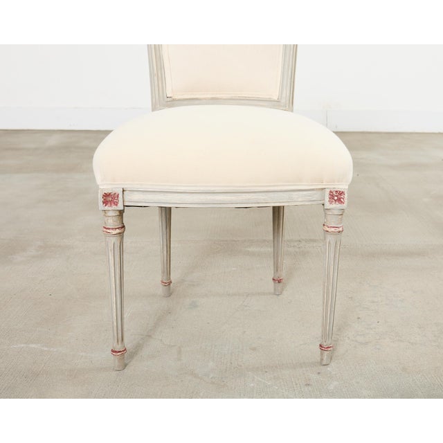 Set of Twelve Louis XVI Gustavian Style Painted Dining Chairs For Sale - Image 16 of 18