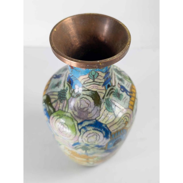 20th Century Chinese Republic Era Cloisonne Enamel Vase in Art Deco Style For Sale - Image 9 of 14