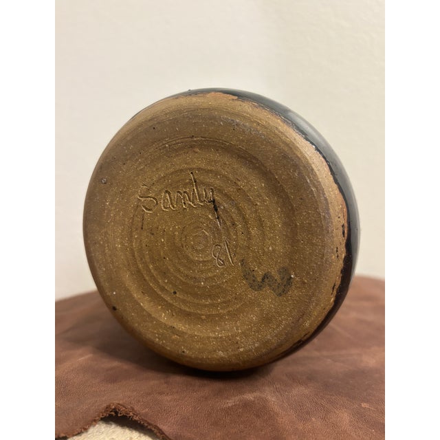 Ceramic Vintage 1980s Signed American Studio Pottery Art Vase For Sale - Image 7 of 7