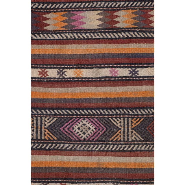 Textile Mid Century Turkish Long Kilim Runner With Modern Design For Sale - Image 7 of 13