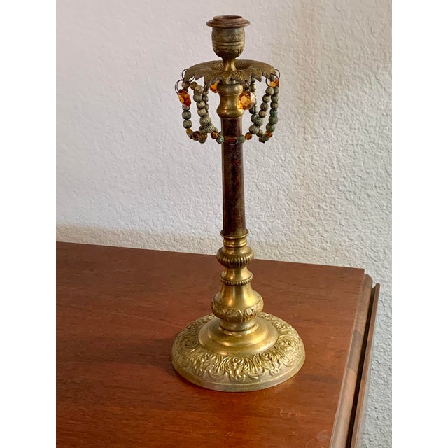 Mid 20th Century Tall Vintage Neoclassical Brass Candlesticks ~ a Pair For Sale - Image 5 of 6