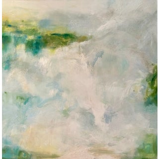 Large Original Abstract Landscape Painting "Staying on Course" in Blues Greens by Michele Zuzalek For Sale