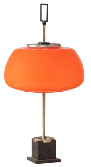 Orange Glass Table / Desk Lamp attributed to Oscar Torlasco for Lumi, 1960s