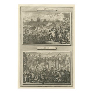 Pieter Mortier, Rebuilding the Temple and the City of Jerusalem, Pieter 1700, Engraving For Sale
