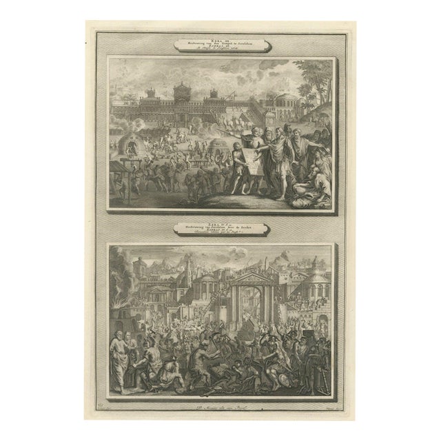 Pieter Mortier, Rebuilding the Temple and the City of Jerusalem, Pieter 1700, Engraving For Sale