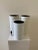 Three vintage white powder coated metal cylinder canister lights. Two large lamps 11 7/8” tall by 6 1/4” across the top....