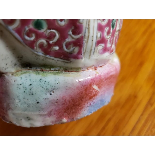 Early 20th Century Chinese Famille Rose Porcelain Lu Dongbin Statue With Horse Hair Facial for Hair For Sale - Image 9 of 10