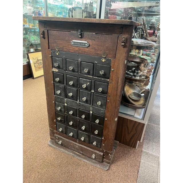 Black Antique 24 Drawer Apothecary Hardware Store Cabinet One of a Kind For Sale - Image 8 of 12