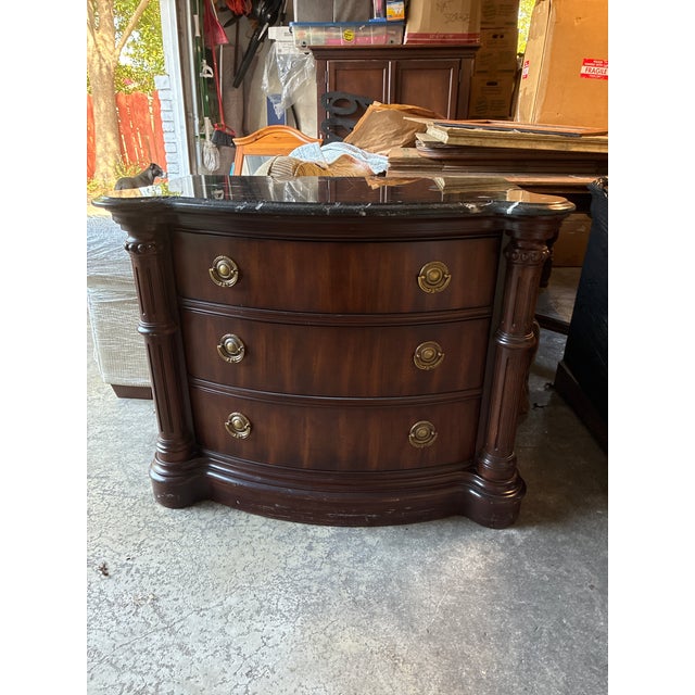 Brown Vintage Bernhardt Grand Savannah 3-Drawer Nightstand/Chest- Excellent Marble Top For Sale - Image 8 of 8