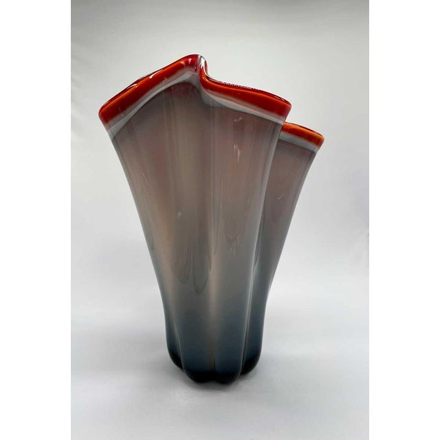 20th Century Modernist Vase in Grey, Blue and Orange Murano Glass, Italy For Sale - Image 3 of 5