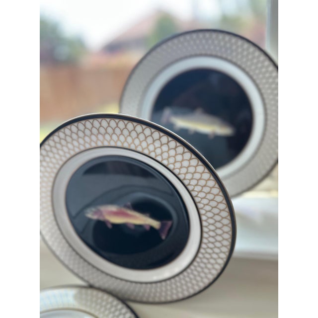 Ceramic 1990s Sporting Porcelain Trout Luncheon Plates, Set of Four For Sale - Image 7 of 12