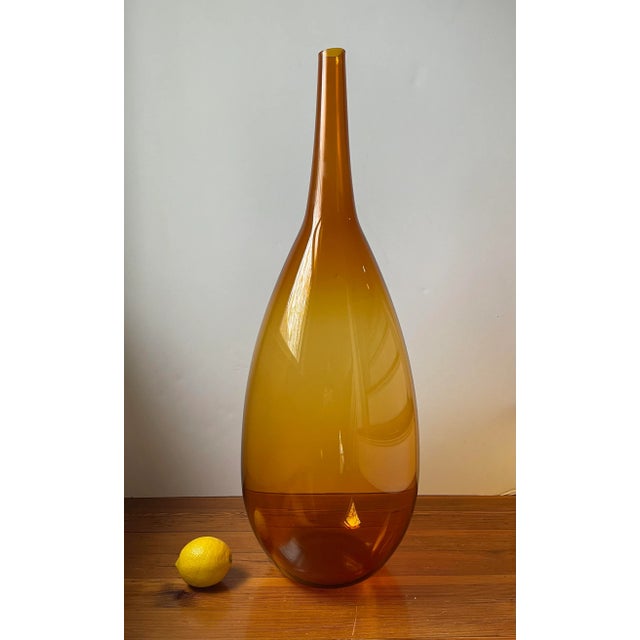 Large Vintage Mid Century Modern Amber Glass Bottle Floor Vase Chairish