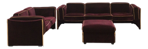 Duc Living Room Set in Burgundy Velvet by Mario Bellini for Cassina, Italy, 1970s, Set of 3