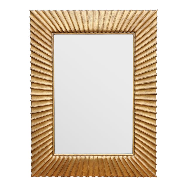 Modern Sunburst Carved Giltwood Mirror For Sale