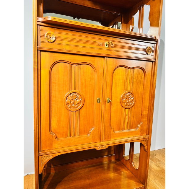 Art Nouveau Walnut Veneered Cabinet with Mirror Top from Nic. Eckel Kaiserslautern, 1890s For Sale - Image 18 of 18