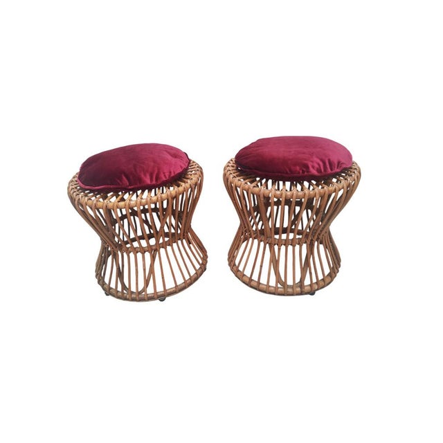 Rattan Stools, Italy, 1970s, Set of 2 For Sale - Image 12 of 12