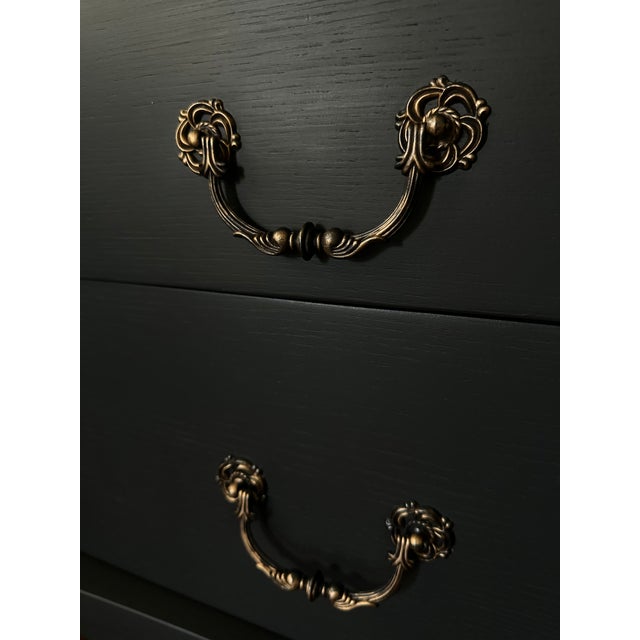 Bassett Highboy Dresser, Matte Black, Skull Hardware, Dark Romantic Bedroom Furniture For Sale In San Diego - Image 6 of 9
