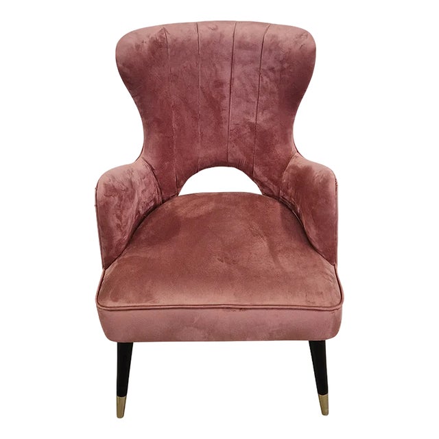 Pink Velvet Armchair, 1980s For Sale