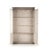 Display cabinet with distressed grey body and distressed off-white doors.