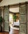 Wood Antique Green Floral Double Doors Rustic Sliding Barn Doors 80x35 For Sale - Image 7 of 7