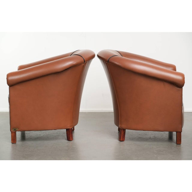 Cowhide Leather Club Chairs, Set of 2 For Sale - Image 4 of 14