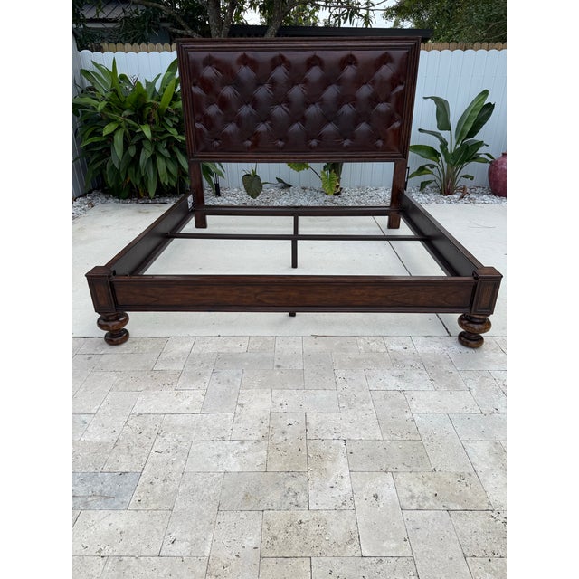 Bernhardt Tufted Lather Headboard King Size Bed For Sale - Image 11 of 12