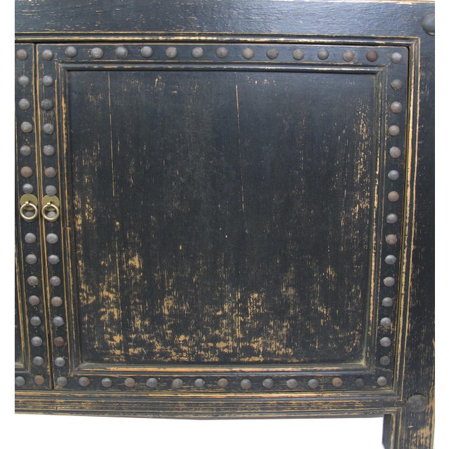 Distressed 2 Panels Door Black Sideboard For Sale In Greensboro - Image 6 of 7