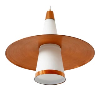 Copper & Opaline Glass Sputnik Ceiling Lamp, 1950s For Sale