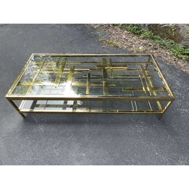 Gold Rare Modernist Gold Metal Multi Strap & Bar Coffee Table by Romeo Rega For Sale - Image 8 of 13