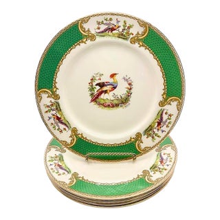 Early 20th Century English Myott Staffordshire “Chelsea Bird” Luncheon/Dinner Plates - Set of 5 For Sale