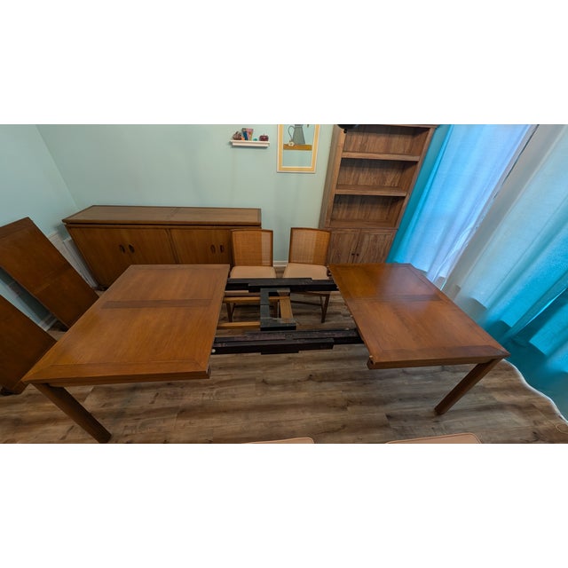 Mid-Century Modern Michael Taylor for Baker Furniture New World Collection Dining Set of 7 For Sale - Image 3 of 15