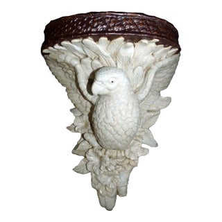 Antique c.1920 Blanc De Chine Parrot Wall Shelf - Art Deco Porcelain For Sale