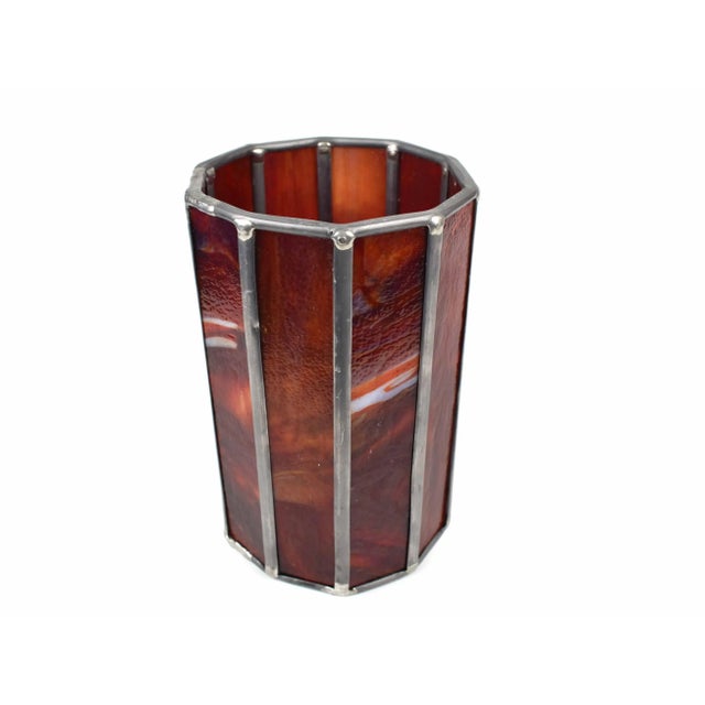 Late 20th Century Handmade Stained Red Glass Candle Holder Hurricane Shade Cover For Sale - Image 4 of 8