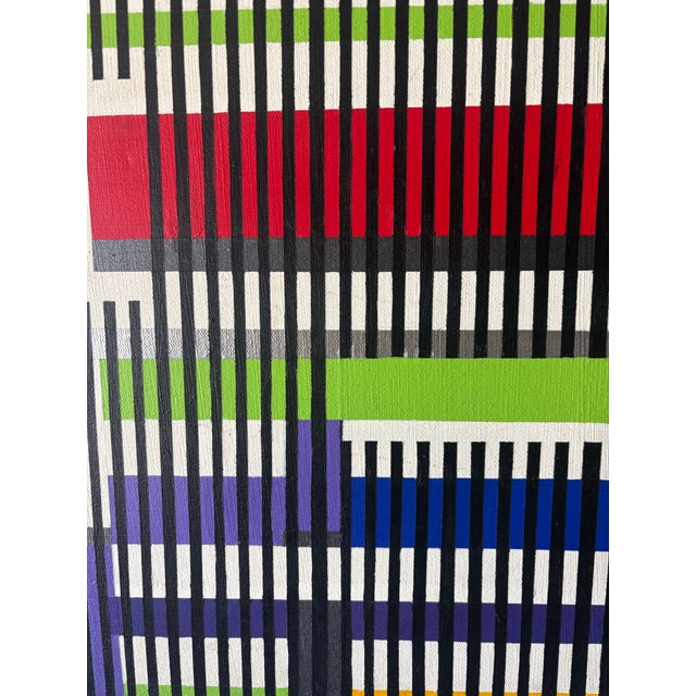 Agam Yaacov Vintage Signed Geometric Op Art Painting, in the Style of Yaacov Agam For Sale - Image 4 of 7