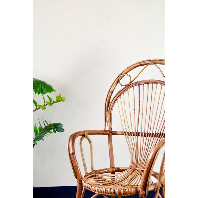 Vintage Wicker and Bamboo Armchair, Italy, 1970s For Sale - Image 14 of 16