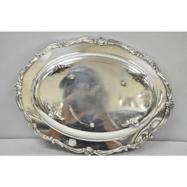 Vintage Eton Victorian Silver Plated Large Oval Covered Warming Dish Platter For Sale - Image 16 of 18